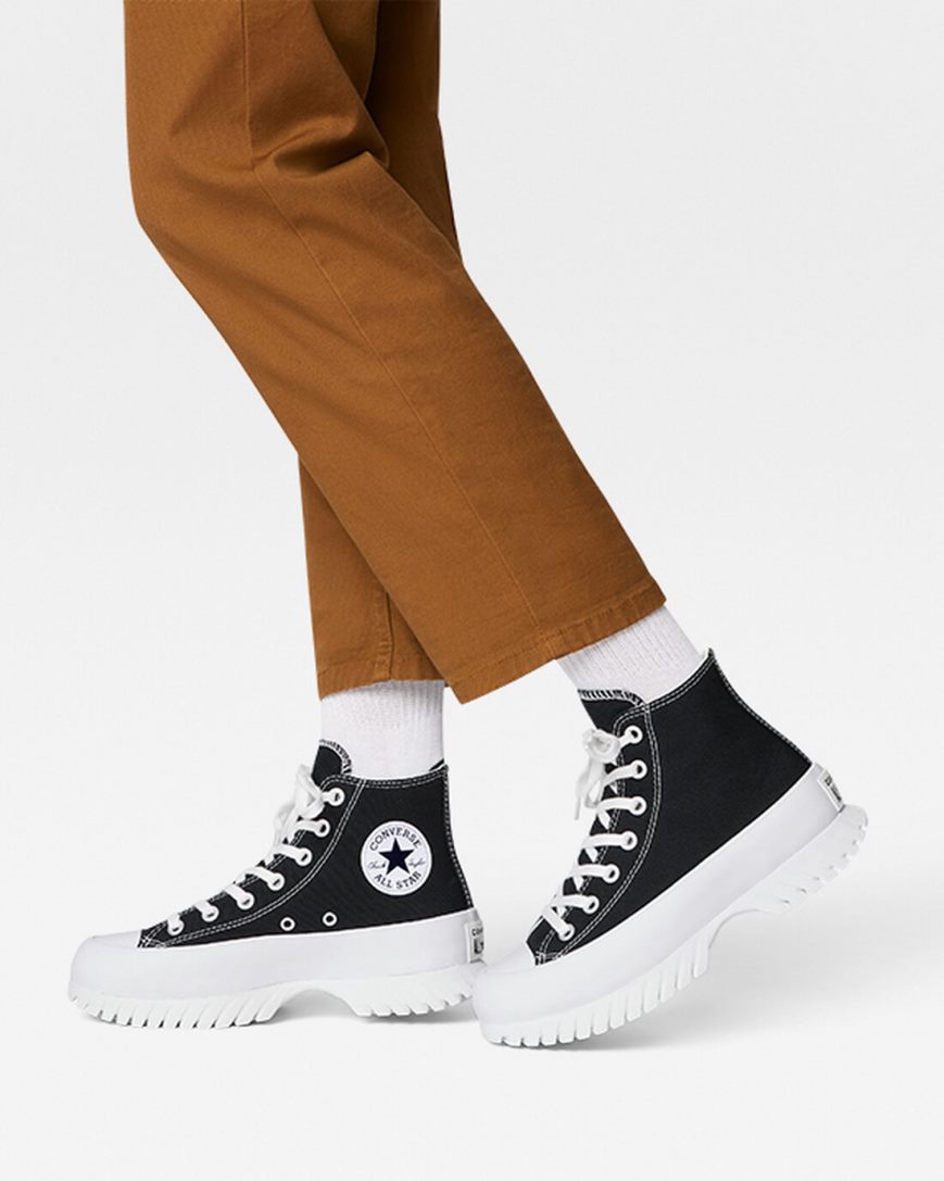 Dámské Boty Vysoké Converse Chuck Taylor All Star Lugged 2.0 Černé Bílé | CZ PSIZ54